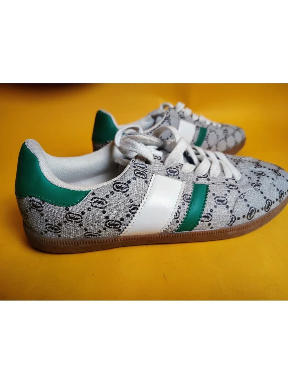 Ecko Unltd Monogram Low Top Sneakers Green White Grey Rhino Men's Size 8.5 Used
